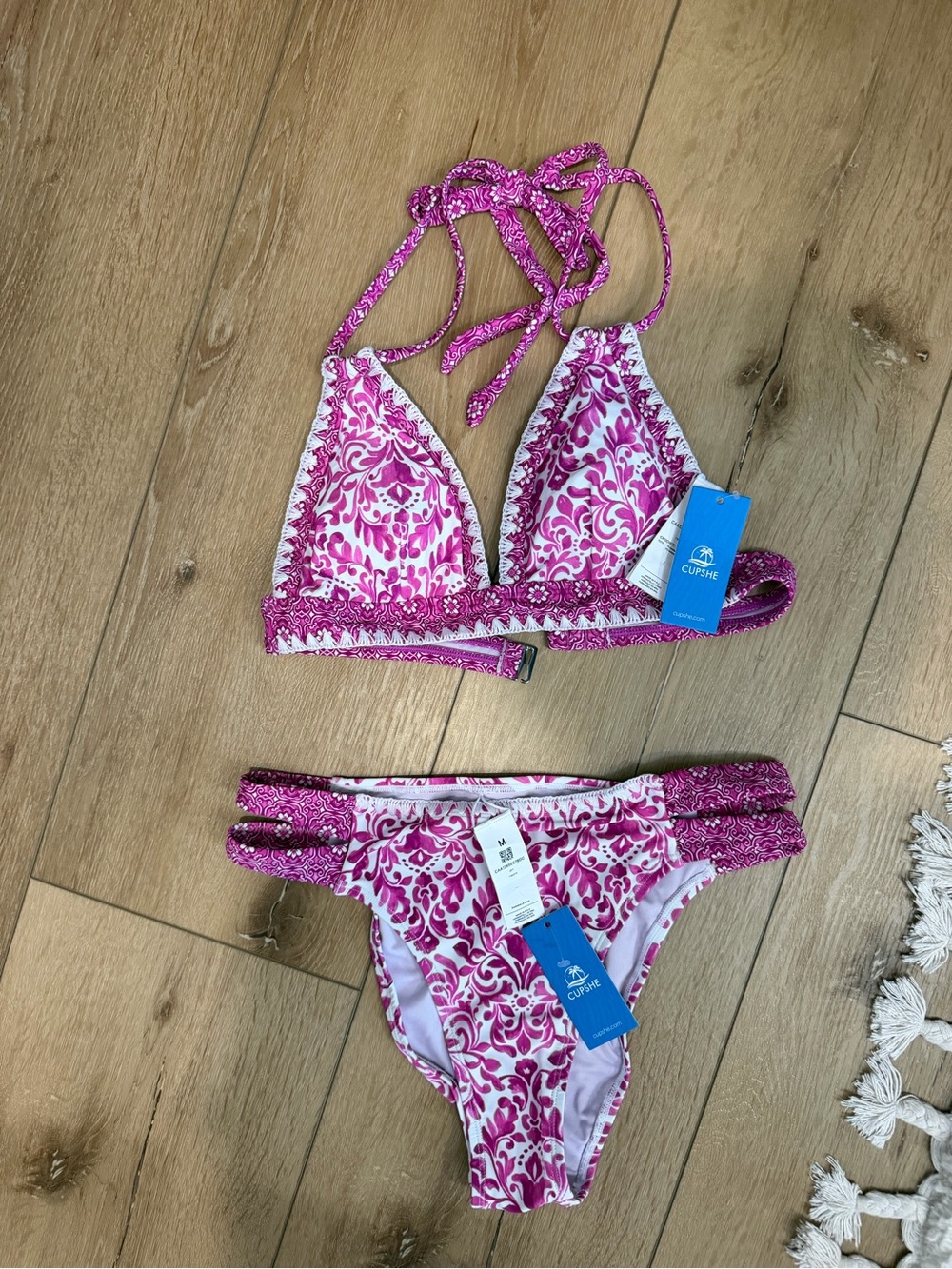 Cupshe purple & White Bikini Set